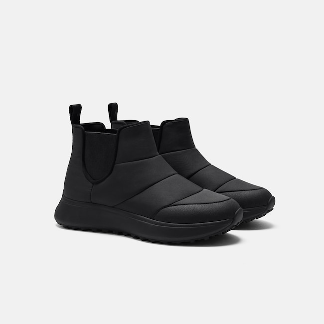 Round-Toe Slip-On Sneaker Boots (Lupi) - Black
