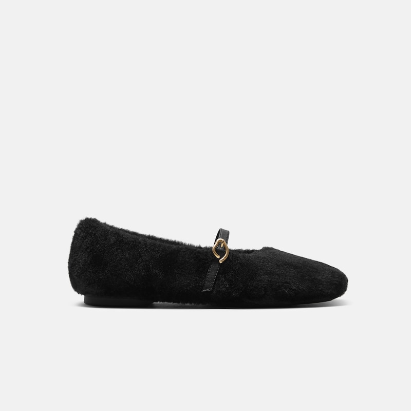 Square-Toe Faux Fur Mary Jane (Moxa), Black, EU35 | VIVAIA