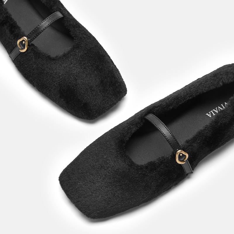 Square-Toe Faux Fur Mary Jane (Moxa), Black, EU35 | VIVAIA