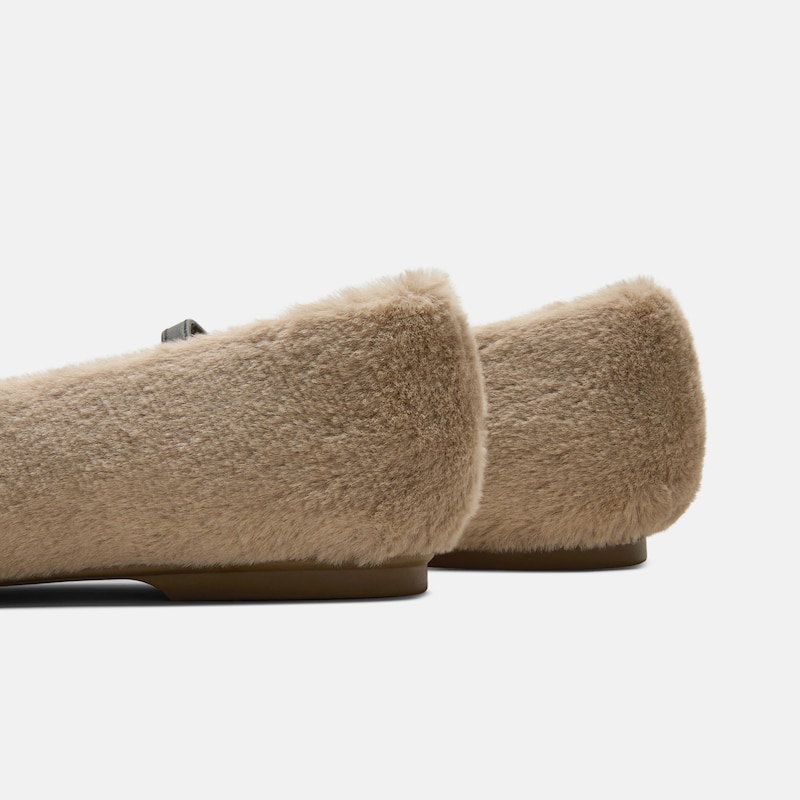 Square-Toe Faux Fur Mary Jane (Moxa), Light taupe & Black, EU35 | VIVAIA