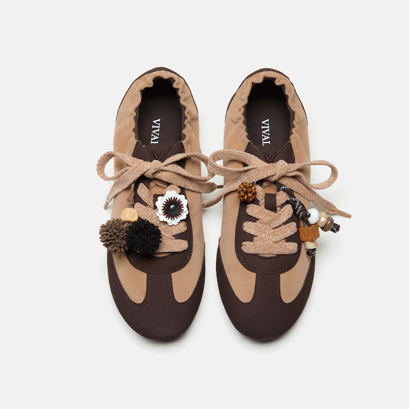 Round-Toe Jogger Sneakerina (Yancy), Nutmeg & Dark Chocolate, EU39 | VIVAIA