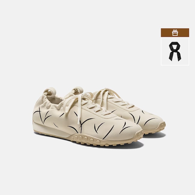 Limited Edition | Velvet Casual Sneakers (Laban) - Cream Embroidery