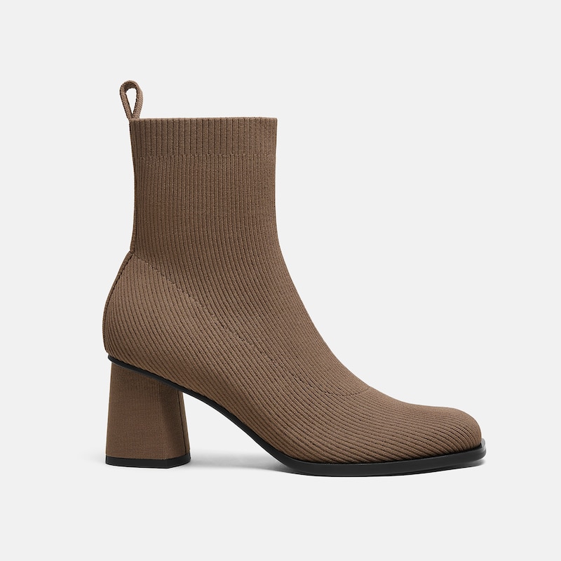 Square-Toe Block-Heel Boots (Lerna), Espresso, EU37.5 | VIVAIA