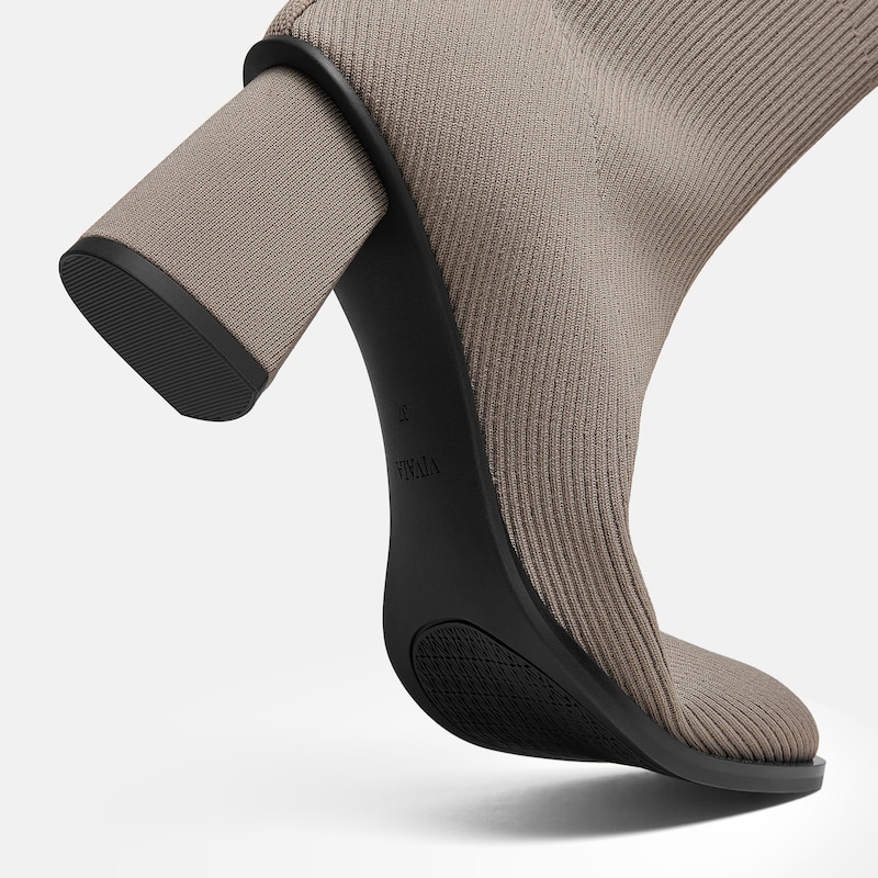 Square-Toe Block-Heel Boots (Lerna), Slate Grey, EU38 | VIVAIA