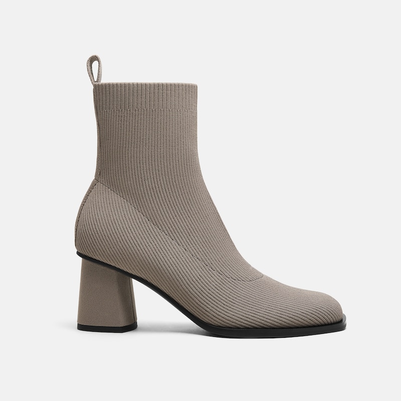 Square-Toe Block-Heel Boots (Lerna), Slate Grey, EU38 | VIVAIA