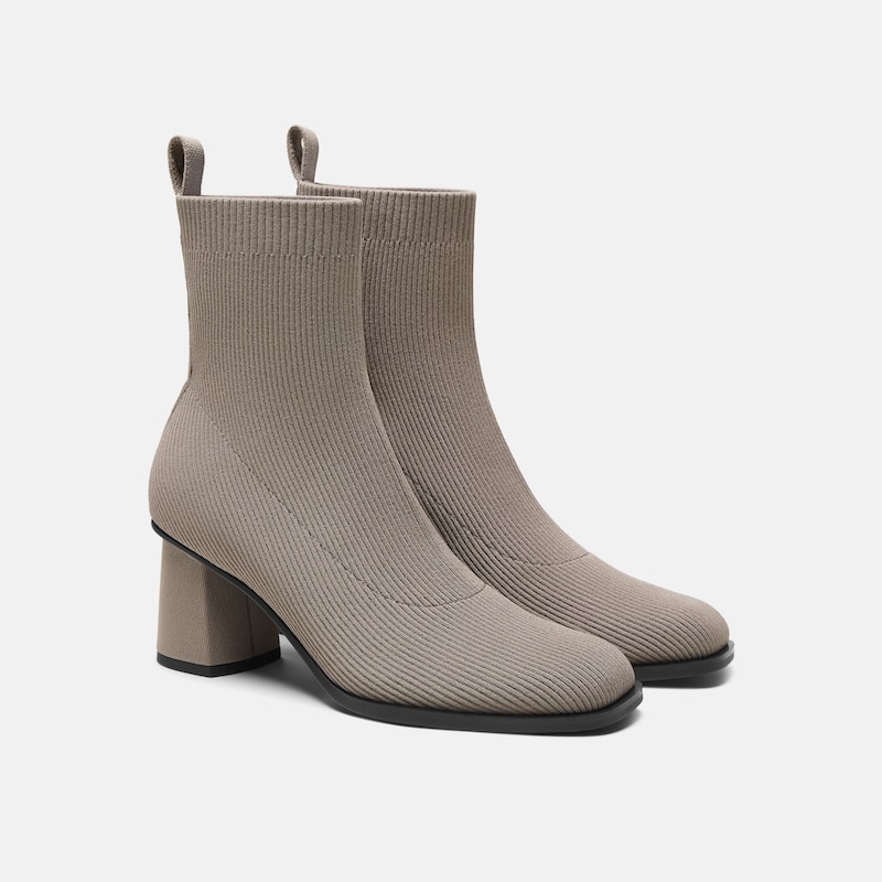 Square-Toe Block-Heel Boots (Lerna), Slate Grey, EU38 | VIVAIA