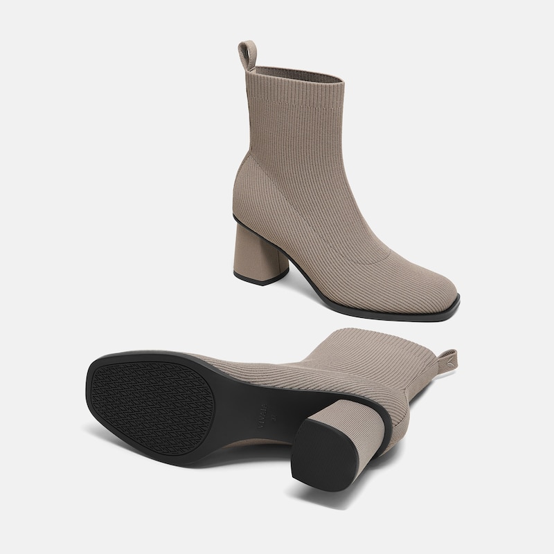 Square-Toe Block-Heel Boots (Lerna), Slate Grey, EU38 | VIVAIA