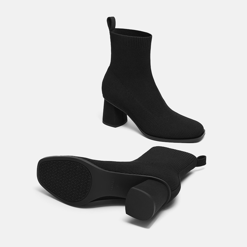 Square-Toe Block-Heel Boots (Lerna), Black, EU39 | VIVAIA