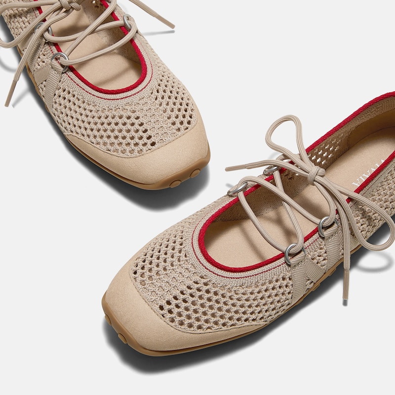 Square-Toe Hybrid Mesh Mary Janes (Cecily), ALMOND MESH, EU35 | VIVAIA
