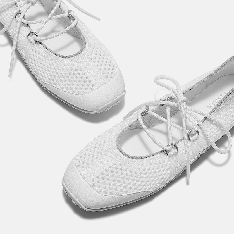 Square-Toe Hybrid Mesh Mary Janes (Cecily), WHITE MESH, EU38.5 | VIVAIA