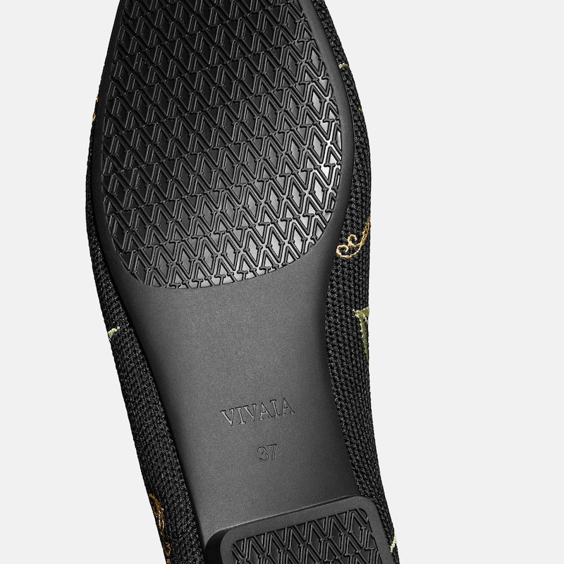 Healing Garden | Square-Toe Mary Janes (Margot Mary Jane), BLACK FRENCH FLORAL Embroidery, EU35 | VIVAIA
