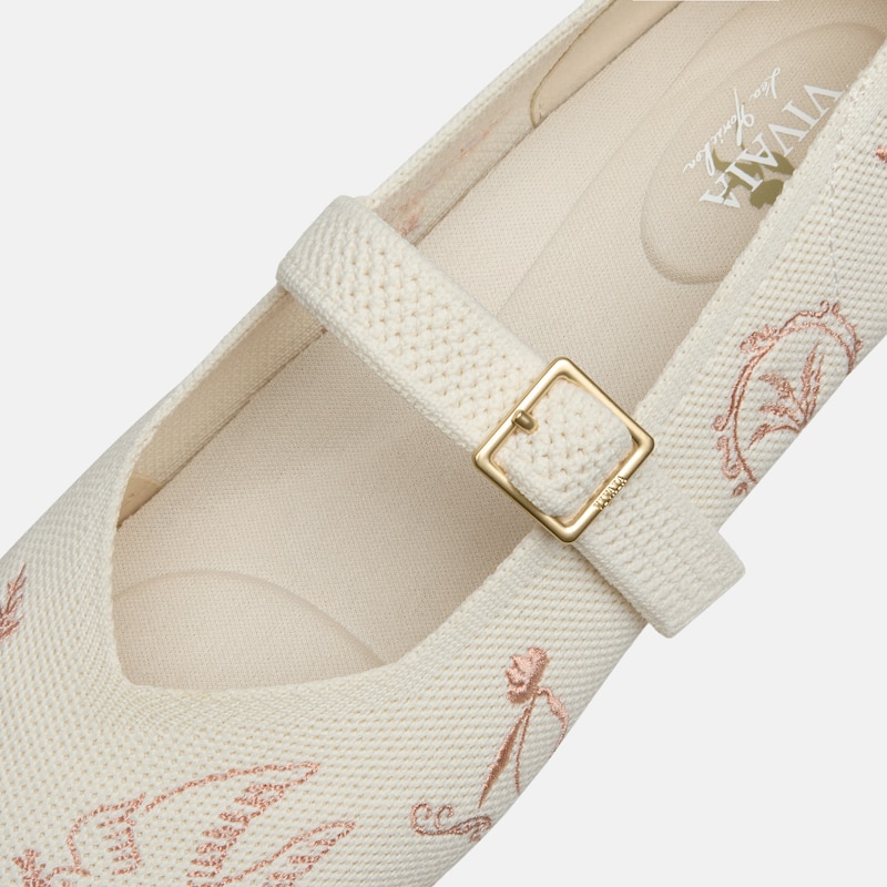 Healing Garden | Square-Toe Mary Janes (Margot Mary Jane), CREAM FRENCH FLORAL Embroidery, EU37 | VIVAIA