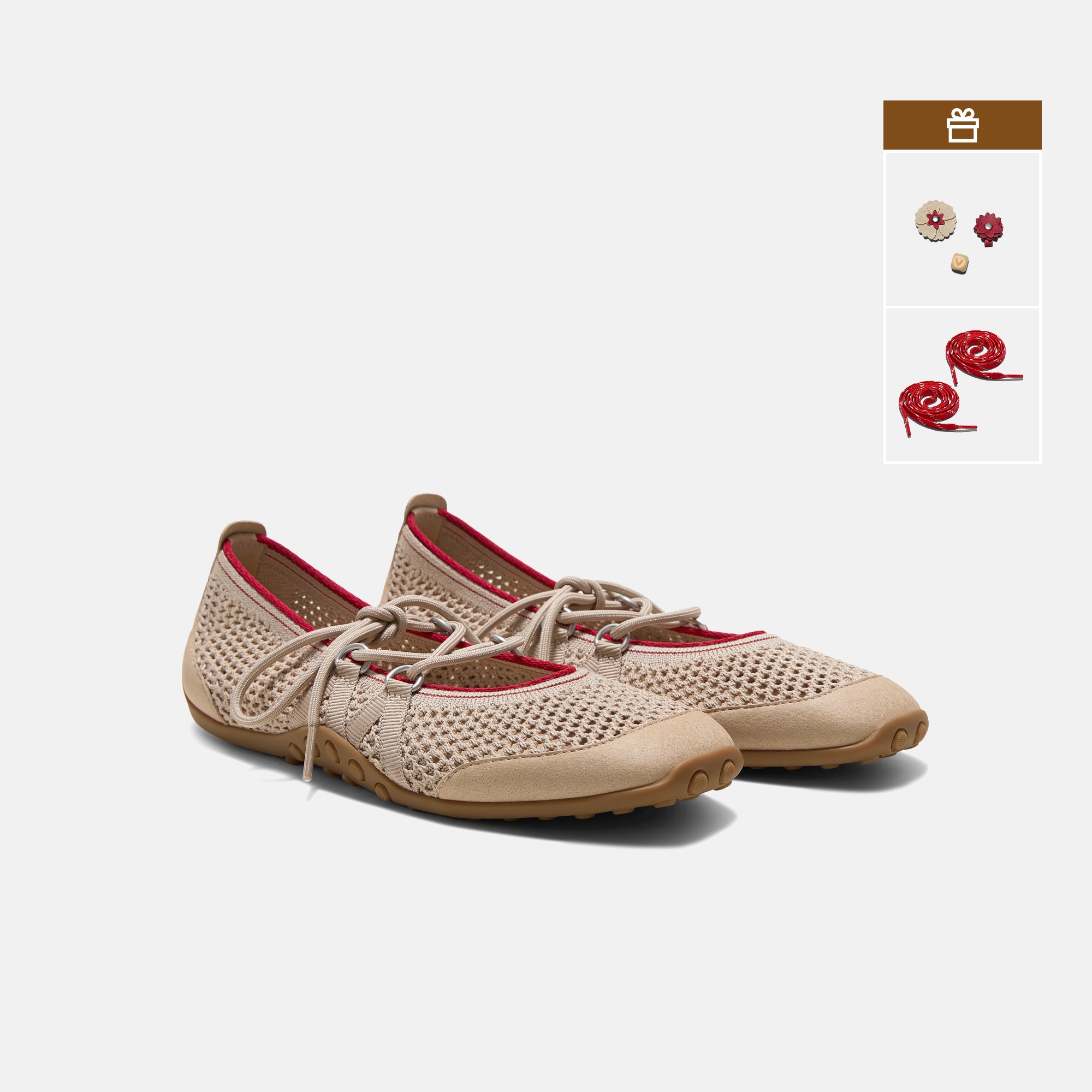 Square-Toe Hybrid Mesh Mary Janes (Cecily) - Almond Mesh