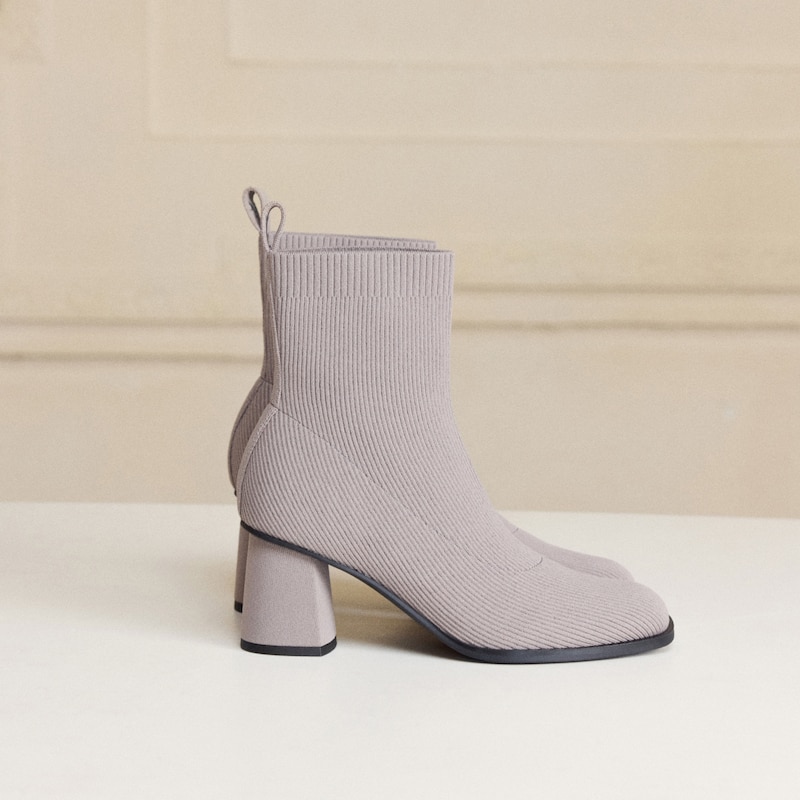 Square-Toe Block-Heel Boots (Lerna), Slate Grey, EU38 | VIVAIA