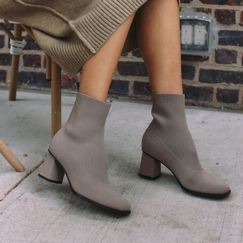Square-Toe Block-Heel Boots (Lerna), Slate Grey, EU38 | VIVAIA