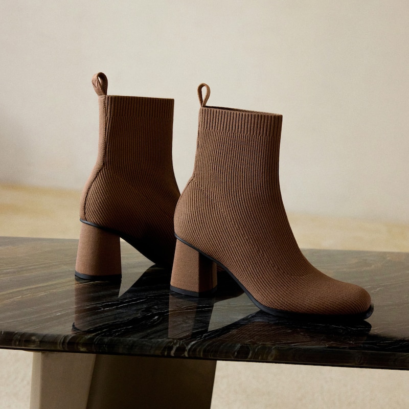 Square-Toe Block-Heel Boots (Lerna), Espresso, EU37.5 | VIVAIA