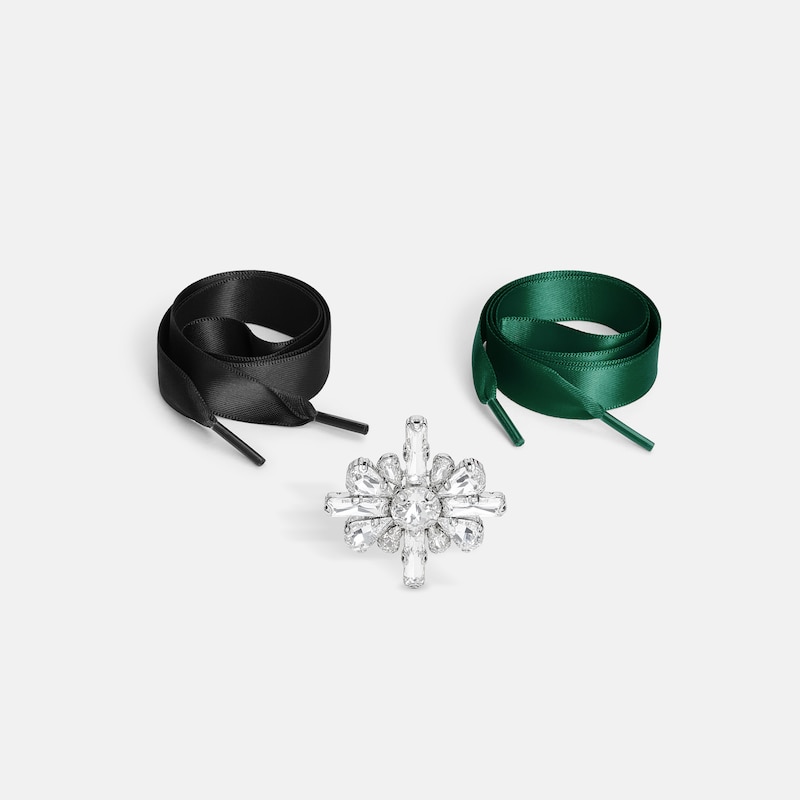 VIVAIA × NYCB Jewels Ribbon Laces & Charm Set (Seraphine), Black & Green, one-size | VIVAIA