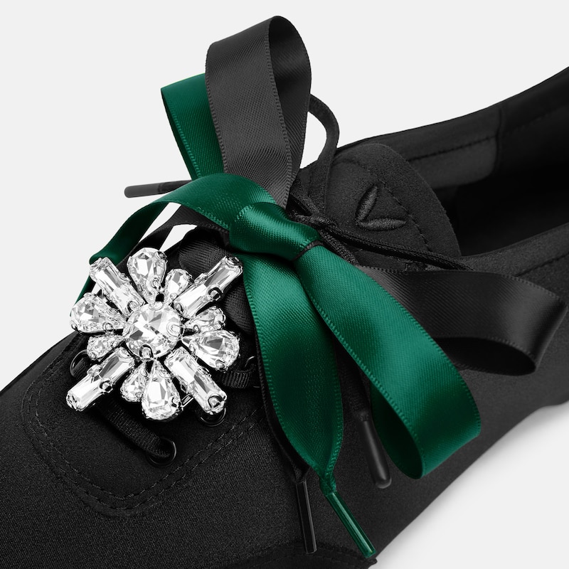 VIVAIA × NYCB Jewels Ribbon Laces & Charm Set (Seraphine), Black & Green, one-size | VIVAIA