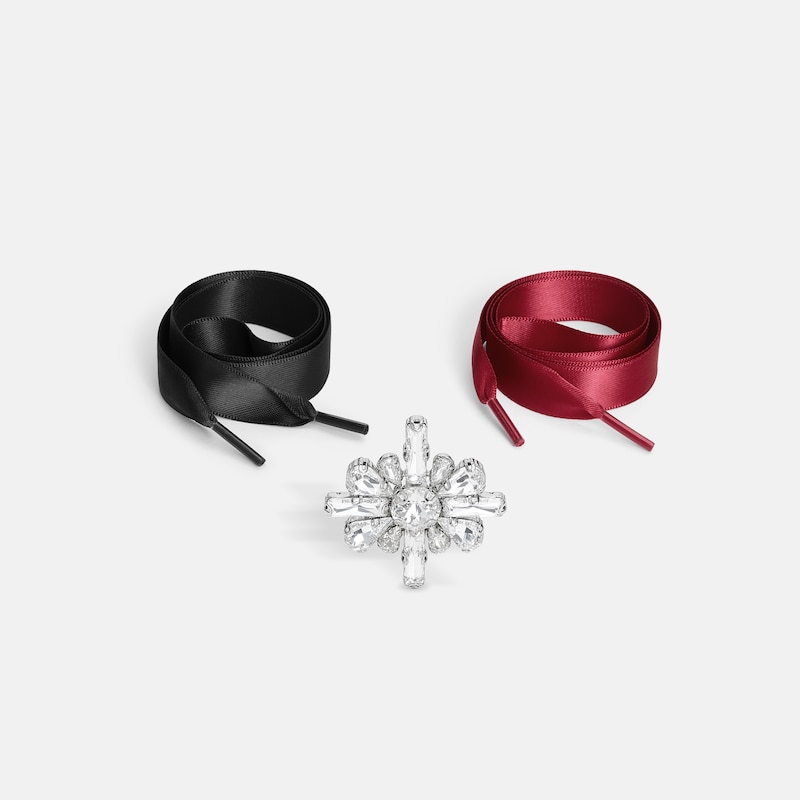 VIVAIA × NYCB Jewels Ribbon Laces & Charm Set (Seraphine), Black & Red, one-size | VIVAIA