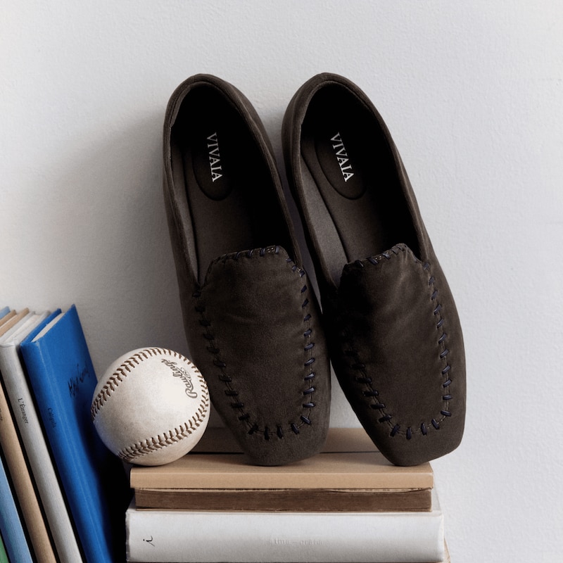 Velvet Whipstitched Loafers (Siena), Amber Brown & Black, EU35 | VIVAIA