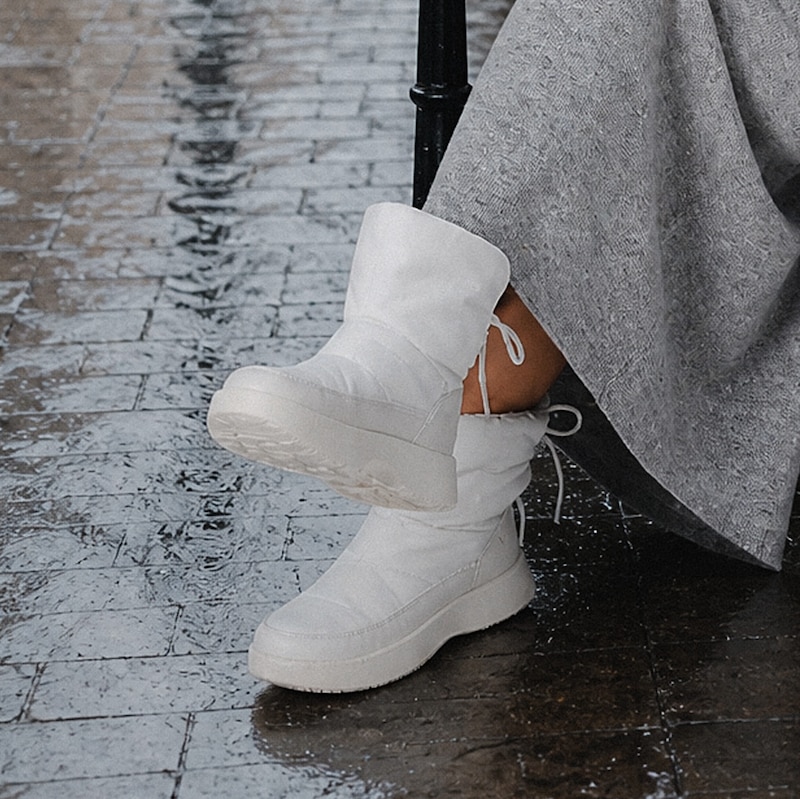 Round-Toe Waterproof Warm Boots (Fillis), Seashell, EU36 | VIVAIA