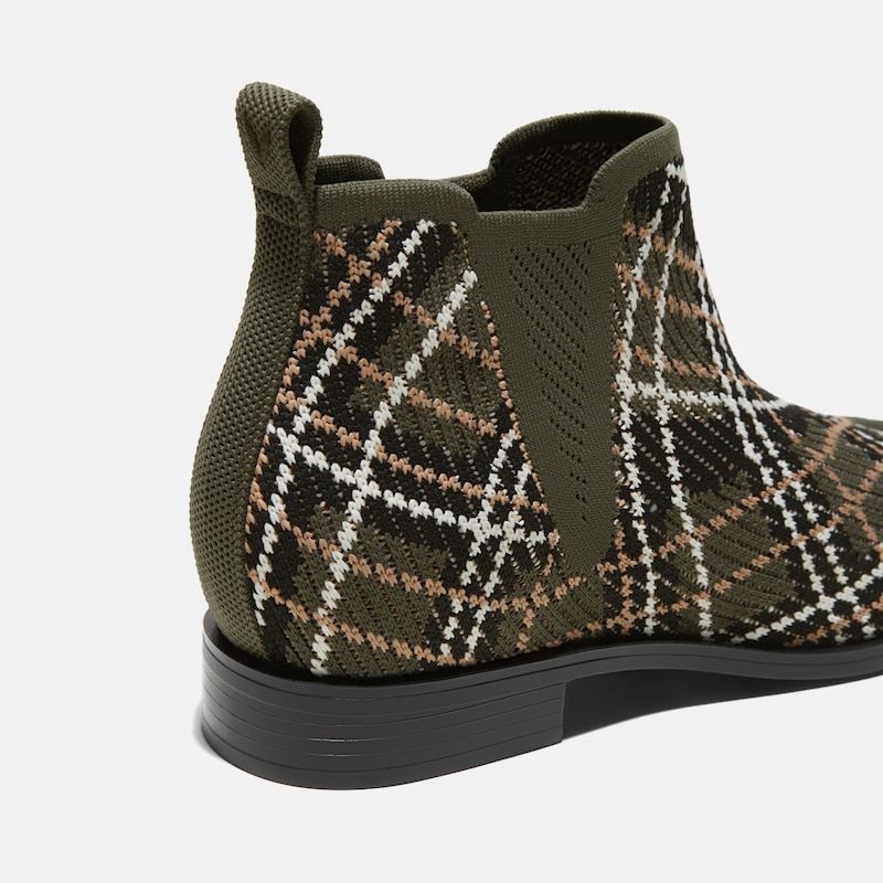 Square-Toe Slip-On Chelsea Boots (Ryan Slip-On), DARK OLIVE LINED PLAID, EU35 | VIVAIA