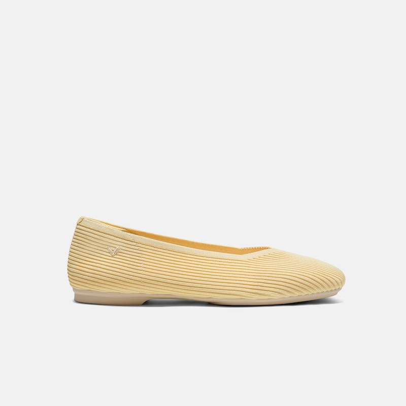 Square-Toe Margot V-Cut Flats (Margot 3.0), Butter Yellow, EU35 | VIVAIA