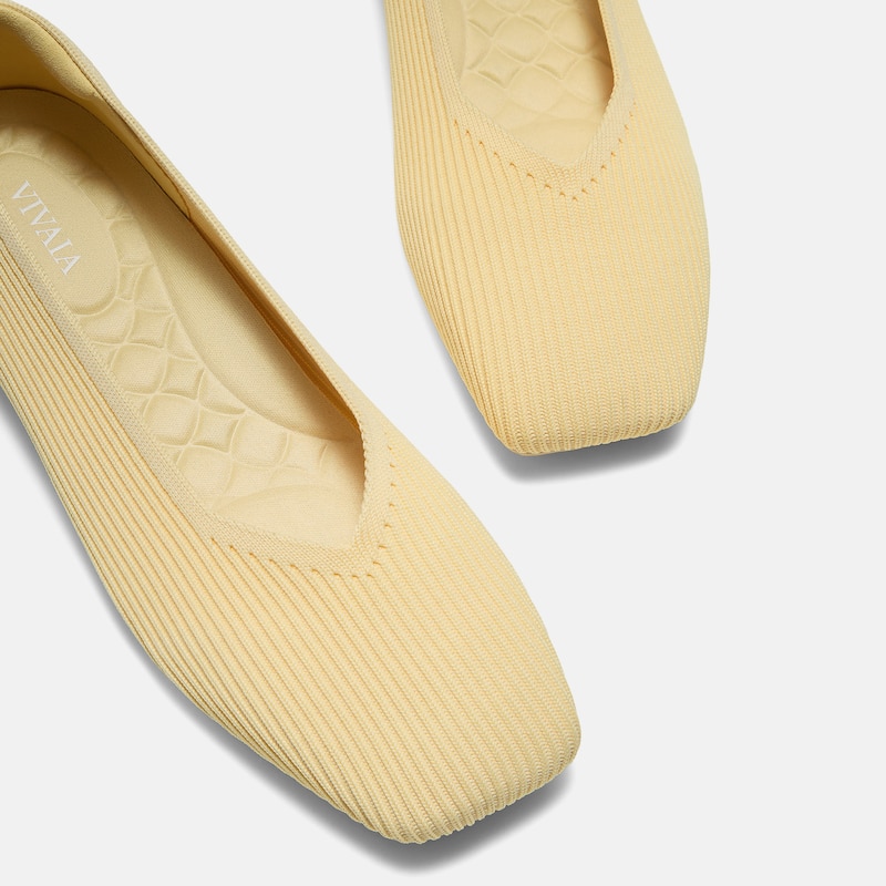 Square-Toe Margot V-Cut Flats (Margot 3.0), Butter Yellow, EU35 | VIVAIA