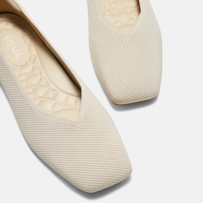 Square-Toe Margot V-Cut Flats (Margot 3.0), CREAM IVORY, EU35 | VIVAIA