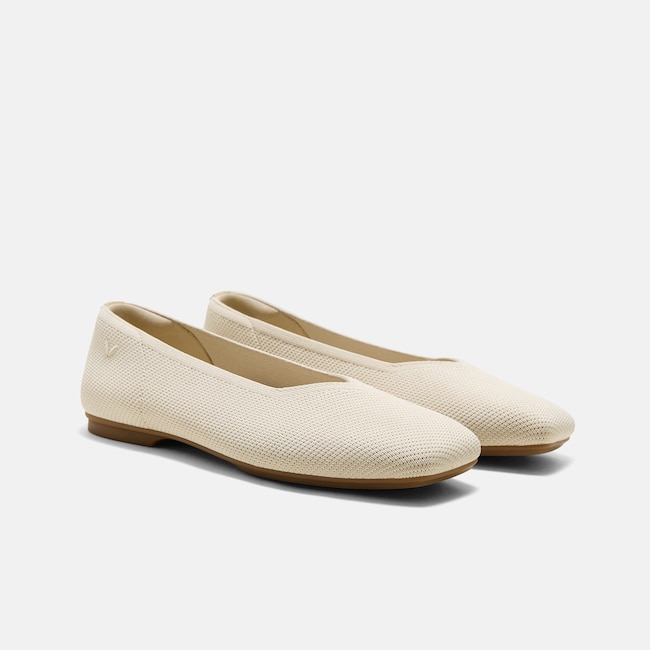 Square-Toe Margot V-Cut Flats (Margot 3.0) - Cream Ivory