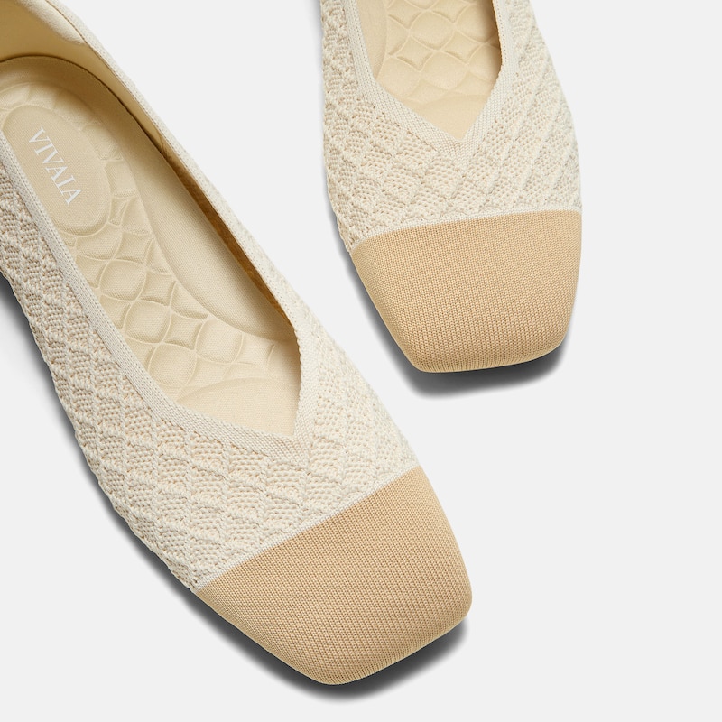 Square-Toe Margot V-Cut Flats (Margot 3.0), YELLOW APRICOT QUILT, EU37 | VIVAIA