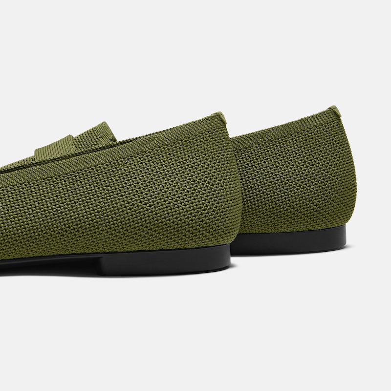 Square-Toe Icon Loafers (Silvie), OLIVE DRAB LATTICE, EU35.5 | VIVAIA