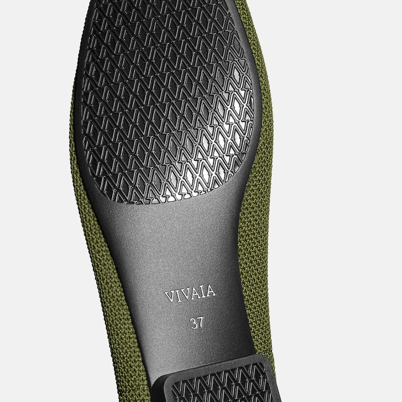 Square-Toe Icon Loafers (Silvie), OLIVE DRAB LATTICE, EU35.5 | VIVAIA