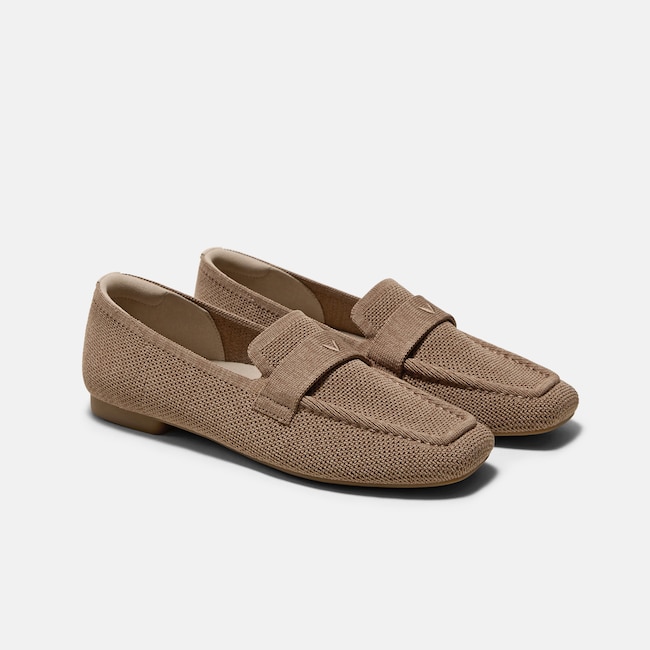 Square-Toe Icon Loafers (Silvie) - Brown Taupe Lattice