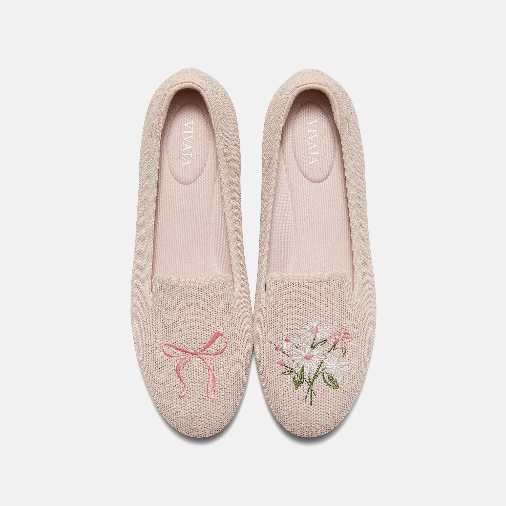 Round-Toe Embroidered Loafers (Audrey) - Rose Gold-bouquet