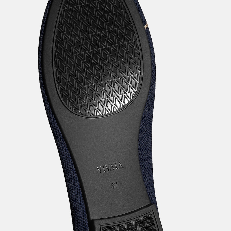 Round-Toe Embroidered Loafers (Audrey), Navy - Cream Ivory-Sailor Corgi, EU39 | VIVAIA