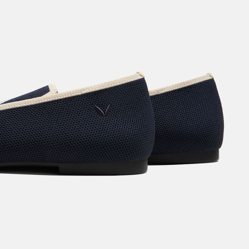 Round-Toe Embroidered Loafers (Audrey), Navy - Cream Ivory-Sailor Corgi, EU39 | VIVAIA