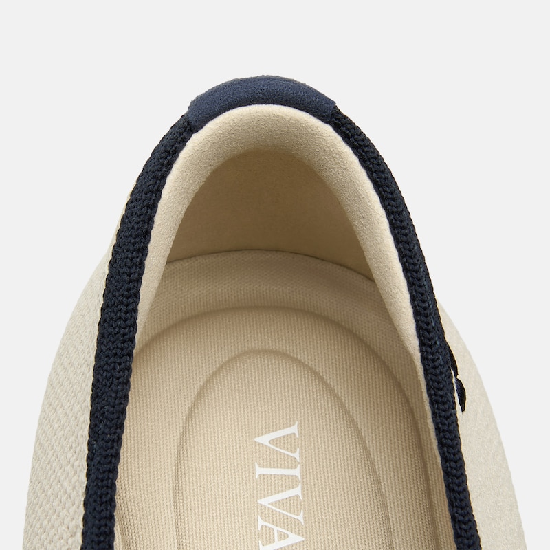 Round-Toe Embroidered Loafers (Audrey), CREAM IVORY/NAVY, EU36 | VIVAIA
