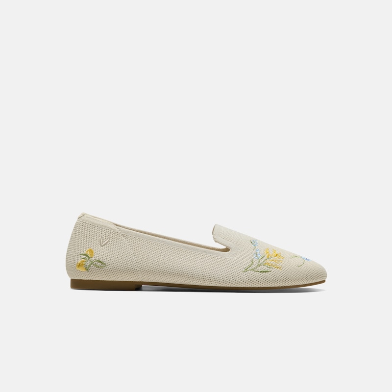 Healing Garden | Round-Toe Embroidered Loafers (Audrey), PALE APRICOT - FRENCH FLORAL, EU37 | VIVAIA