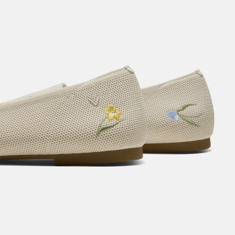 Healing Garden | Round-Toe Embroidered Loafers (Audrey), PALE APRICOT - FRENCH FLORAL, EU37 | VIVAIA