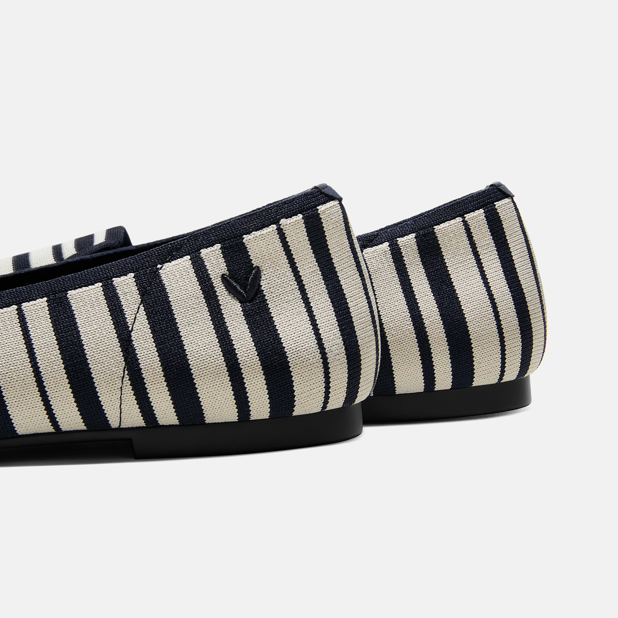 Round-Toe Embroidered Loafers (Audrey), NAVY IVORY MULTI STRIPE