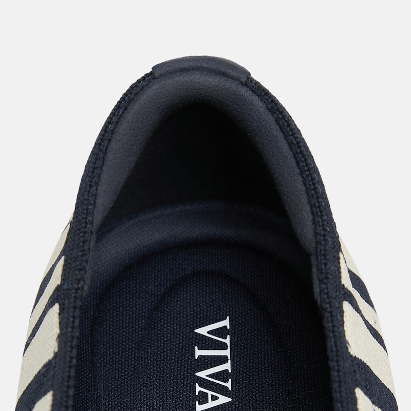 Round-Toe Embroidered Loafers (Audrey), NAVY IVORY MULTI STRIPE-DOG, EU35 | VIVAIA