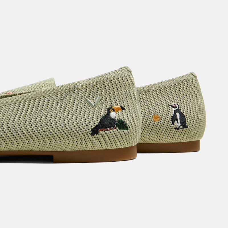 Round-Toe Embroidered Loafers (Audrey), MATCHA-ENDANGERED ANIMALS, EU35 | VIVAIA