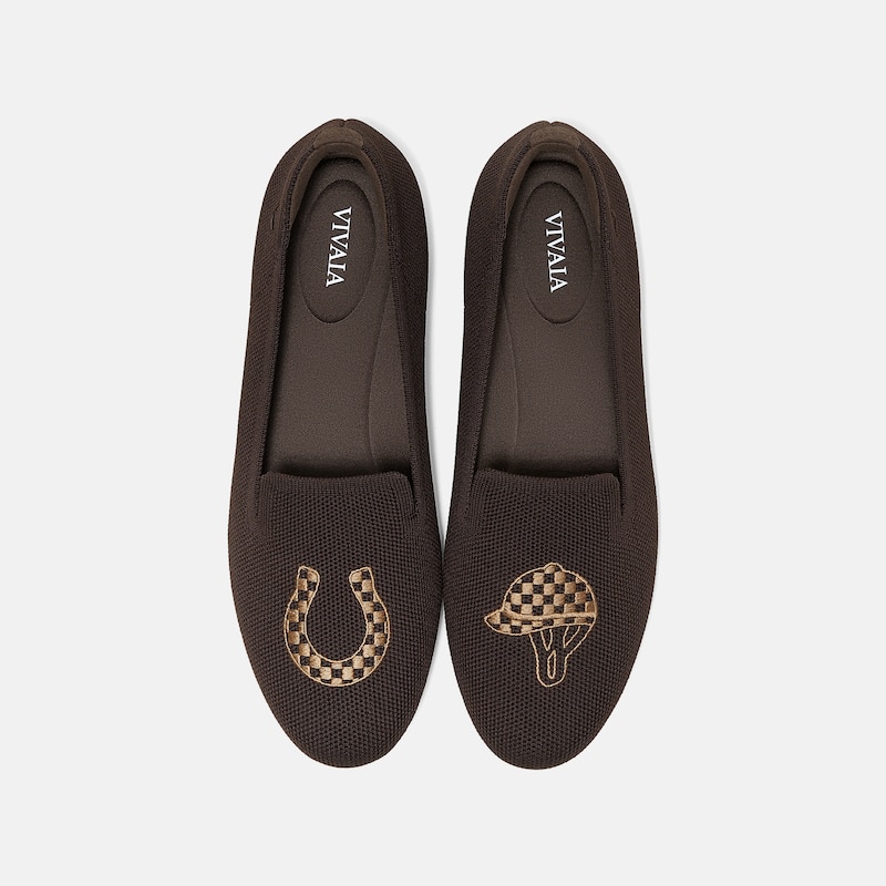 Round-Toe Embroidered Loafers (Audrey), DARK CHOCOLATE, EU40.5 | VIVAIA