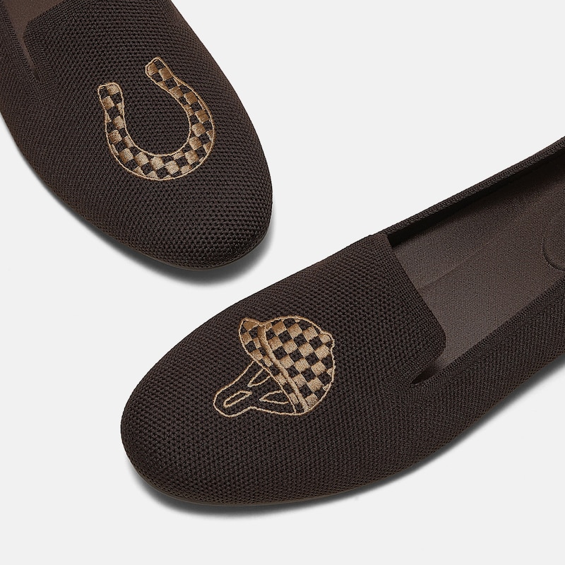 Round-Toe Embroidered Loafers (Audrey), DARK CHOCOLATE, EU40.5 | VIVAIA