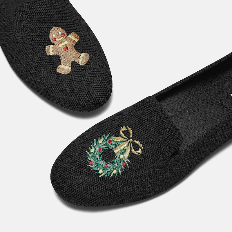 Round-Toe Embroidered Loafers (Audrey), BLACK - GINGERBREAD MAN, EU35 | VIVAIA