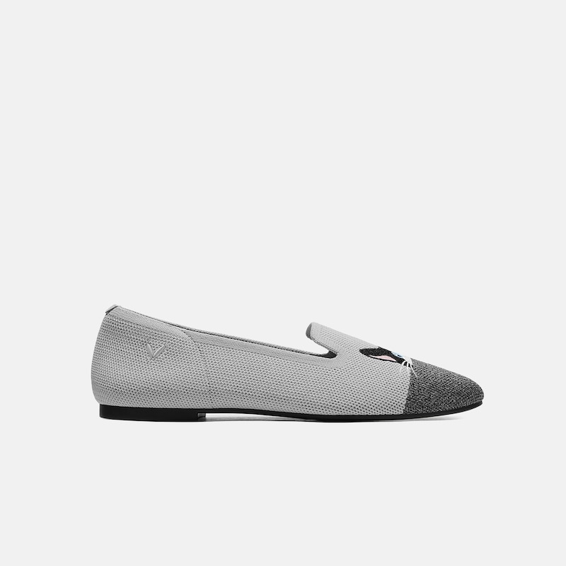Round-Toe Embroidered Loafers (Audrey), OYSTER RICH GREY - MOO CAT, EU35 | VIVAIA