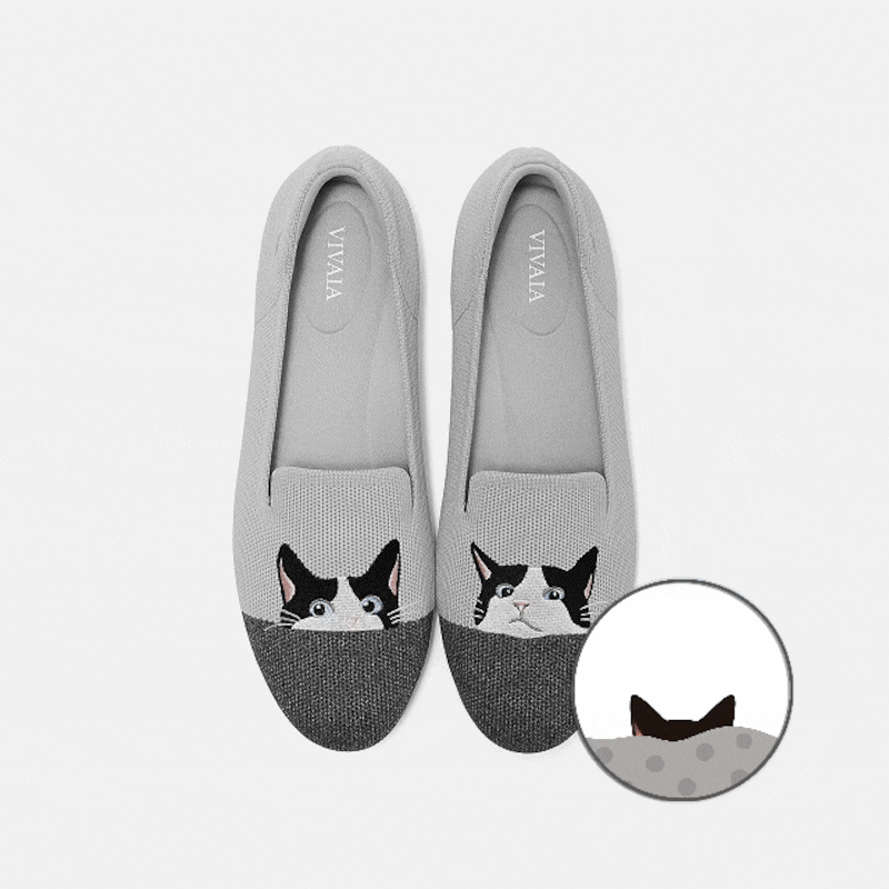 Round-Toe Embroidered Loafers (Audrey), OYSTER RICH GREY - MOO CAT, EU35 | VIVAIA