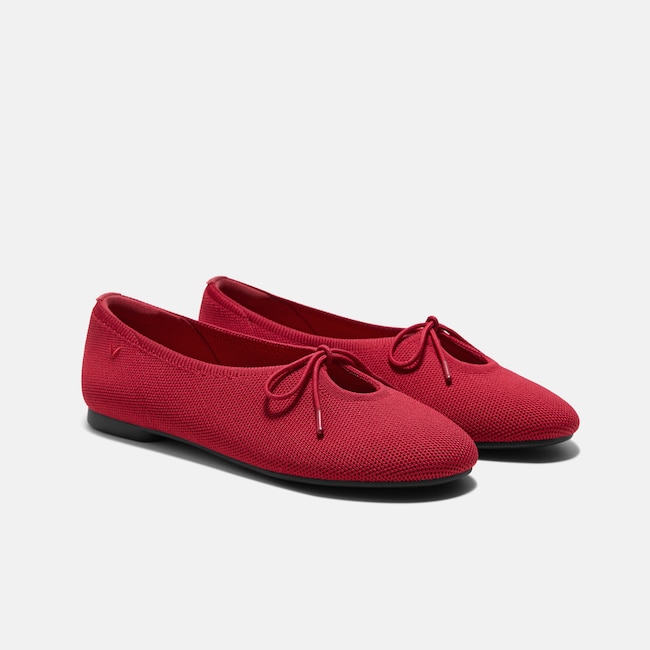 Round-Toe Lace-up Flats (Camora) - Ruby  Red