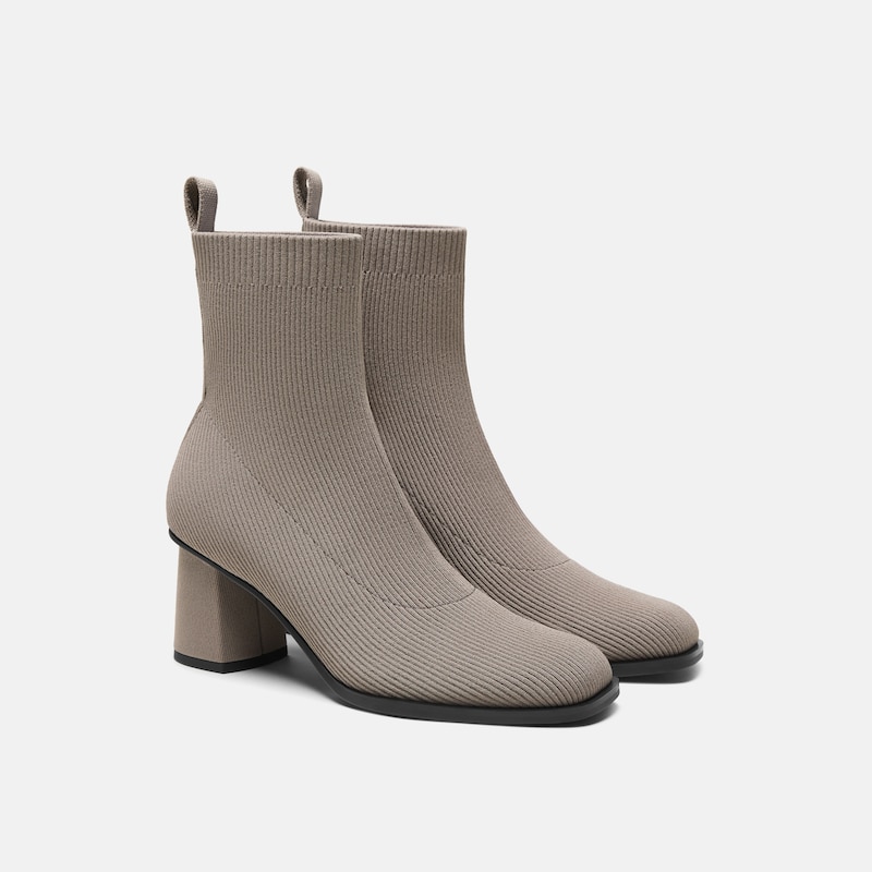Square-Toe Block-Heel Boots (Lerna), Slate Grey, EU37 | VIVAIA